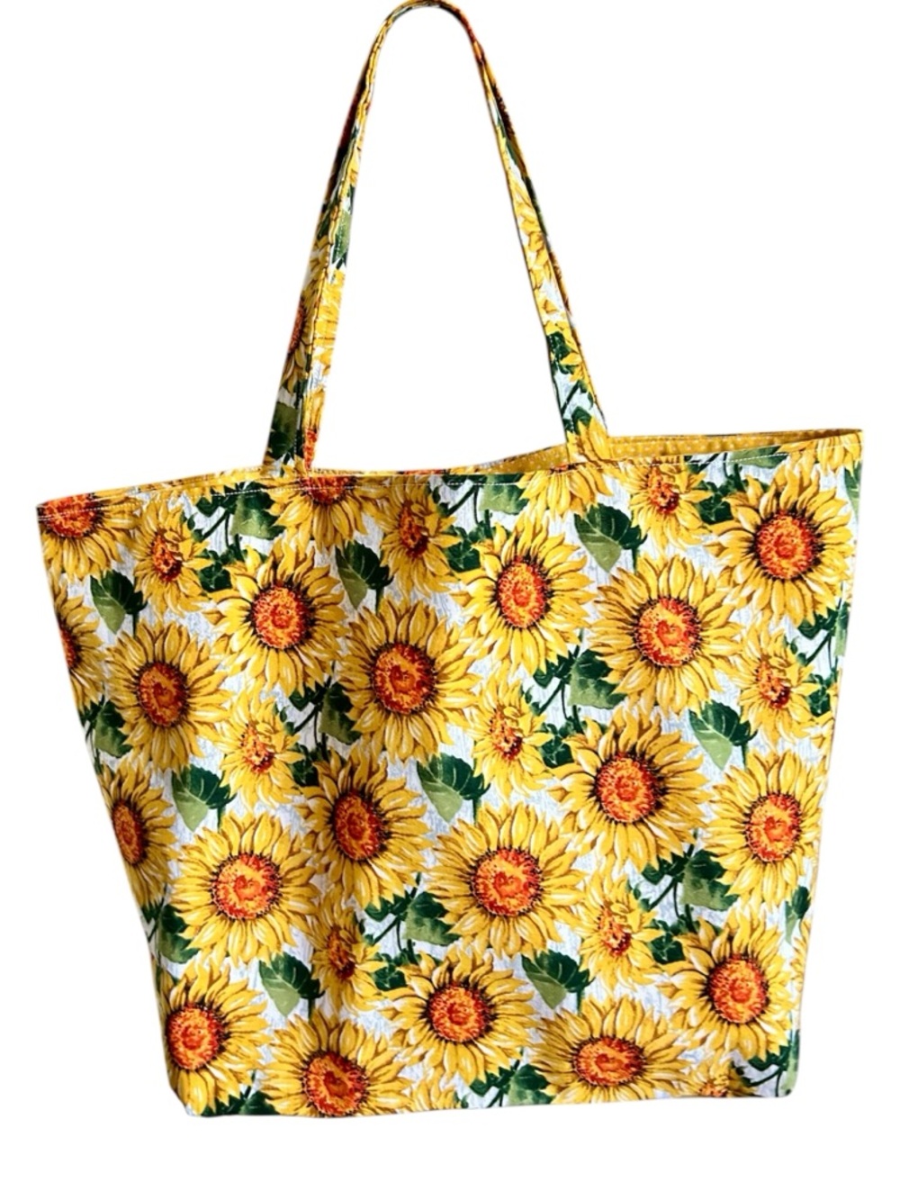 Handmade Tote Bag Colorful Sunflowers Cotton Fabric Carry All Shoulder Purse - Picture 3 of 11